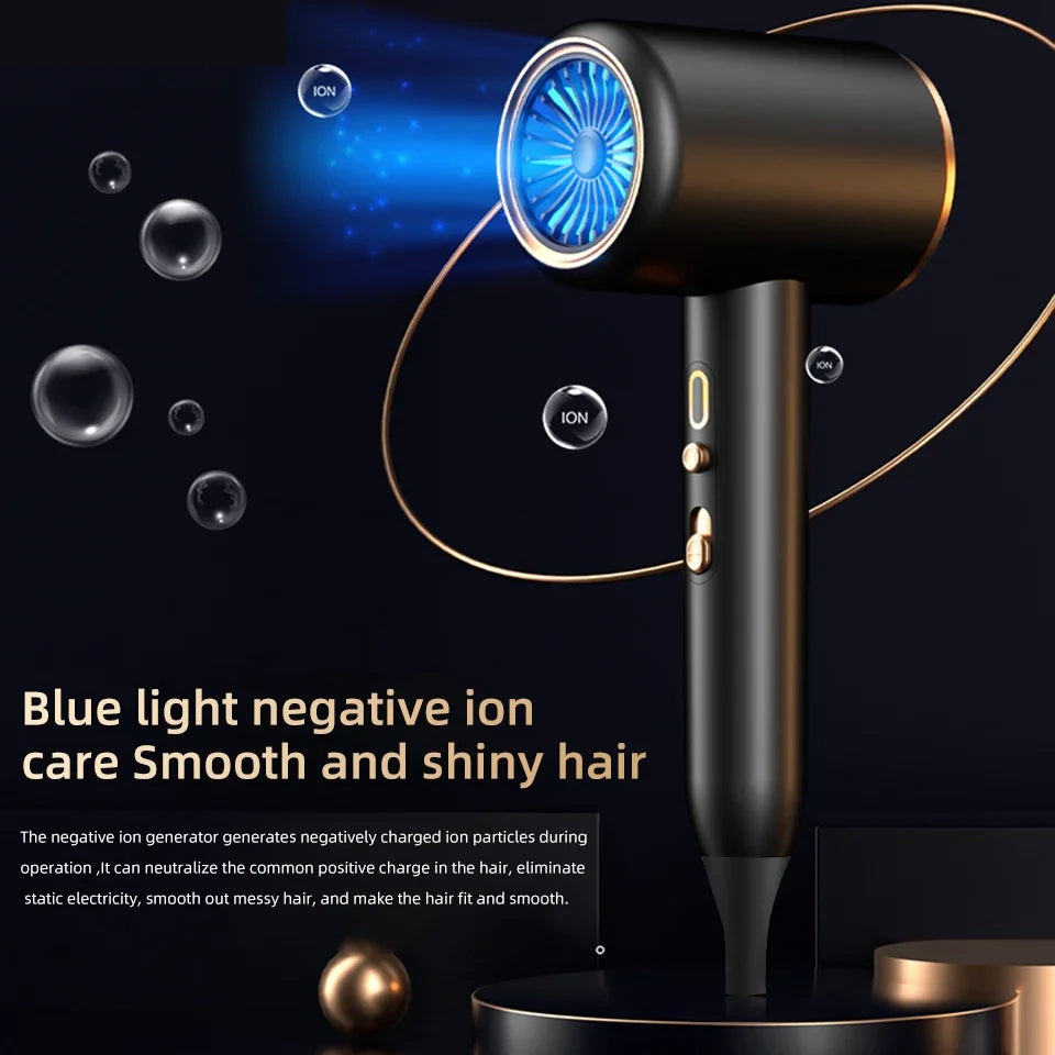 PROFESSIONAL HAIRDRYER 2400W WITH COLD AND HOT AIR - NEGATIVE IONS - POWERFUL HAIR DRYER FOR SALON RESULTS-Black-Nora Luxe