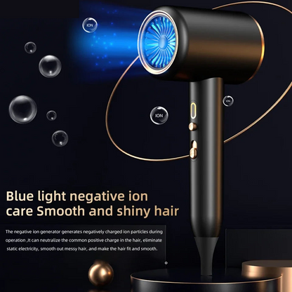 PROFESSIONAL HAIRDRYER 2400W WITH COLD AND HOT AIR - NEGATIVE IONS - POWERFUL HAIR DRYER FOR SALON RESULTS-Black-Nora Luxe