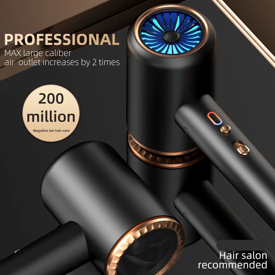PROFESSIONAL HAIRDRYER 2400W WITH COLD AND HOT AIR - NEGATIVE IONS - POWERFUL HAIR DRYER FOR SALON RESULTS-Black-Nora Luxe