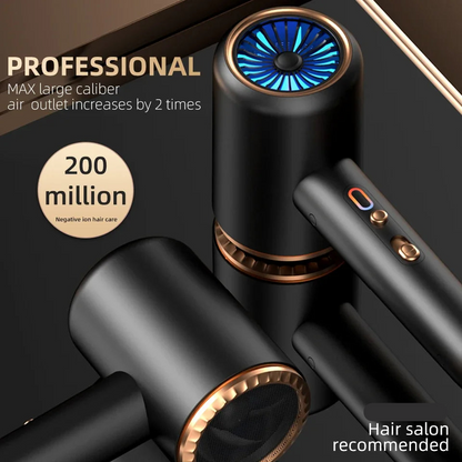 PROFESSIONAL HAIRDRYER 2400W WITH COLD AND HOT AIR - NEGATIVE IONS - POWERFUL HAIR DRYER FOR SALON RESULTS-Black-Nora Luxe