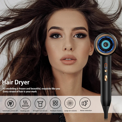 PROFESSIONAL HAIRDRYER 2400W WITH COLD AND HOT AIR - NEGATIVE IONS - POWERFUL HAIR DRYER FOR SALON RESULTS-Black-Nora Luxe