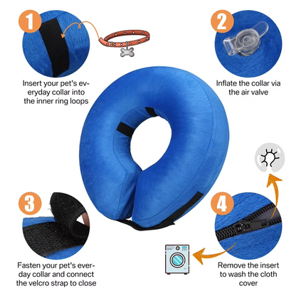 Protective Inflatable Dog Collar - Soft & Comfortable Recovery Collar-Blue-S-Nora Luxe
