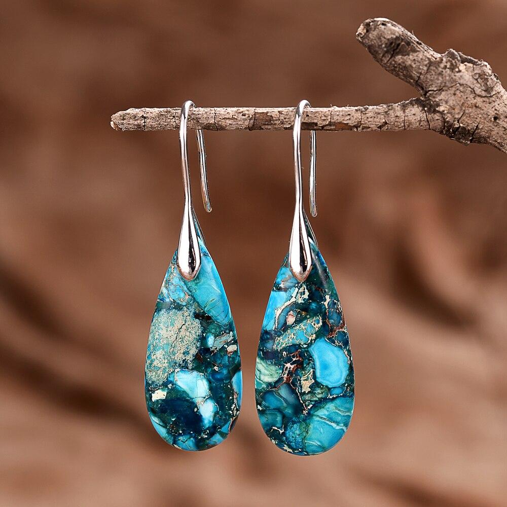Stylish Sea Glass Dangle Earrings - Pexav