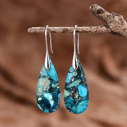 Stylish Sea Glass Dangle Earrings - Pexav