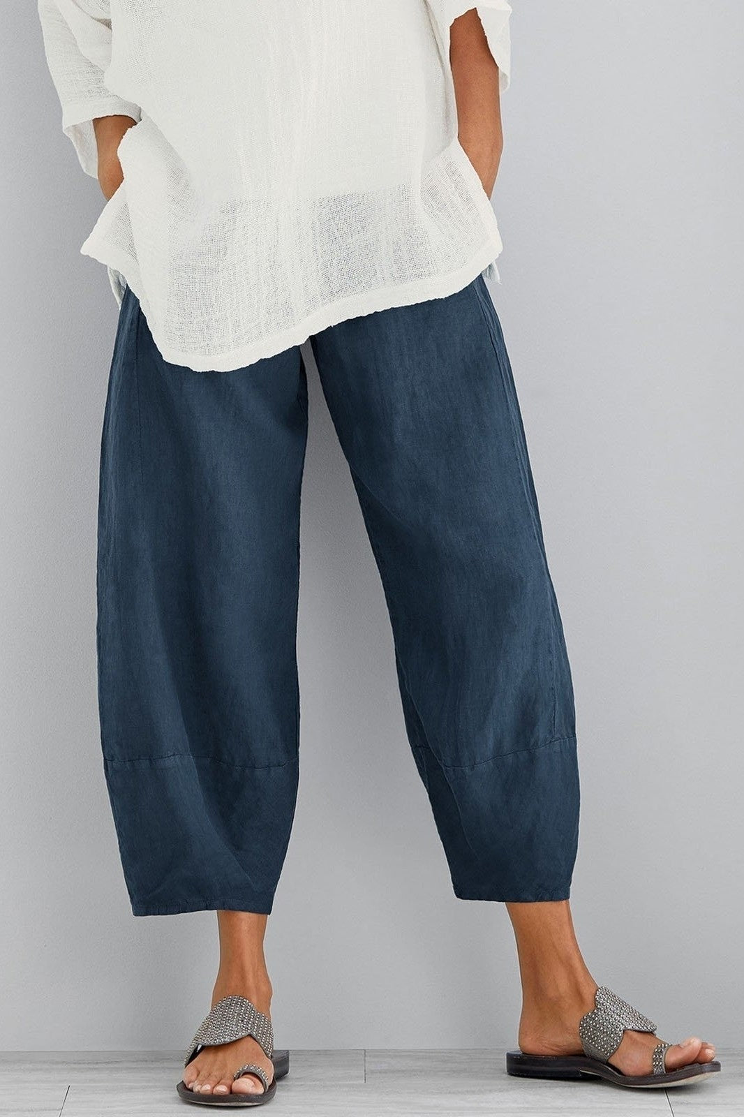 Comfortable Wide Leg Women's Trousers With Pockets - Nocini