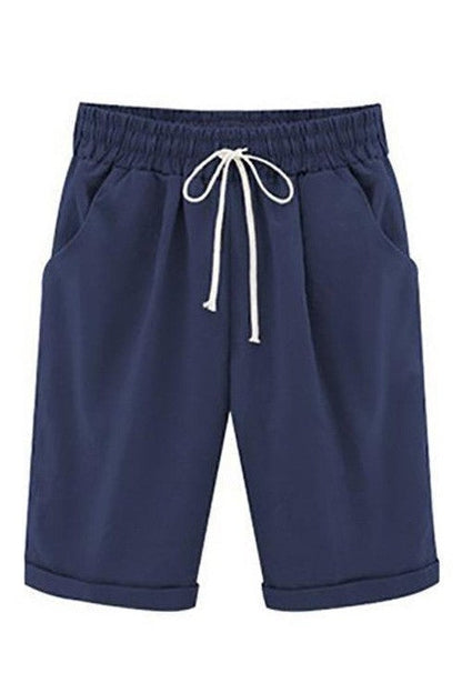 Comfortable Women's Shorts with Elastic Waist and Pockets