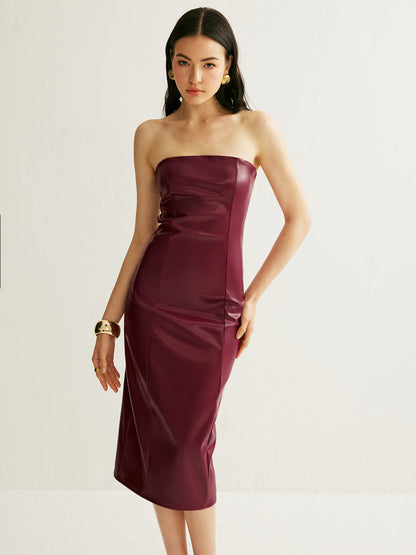 Sleek Off Shoulder PU Mini Dress