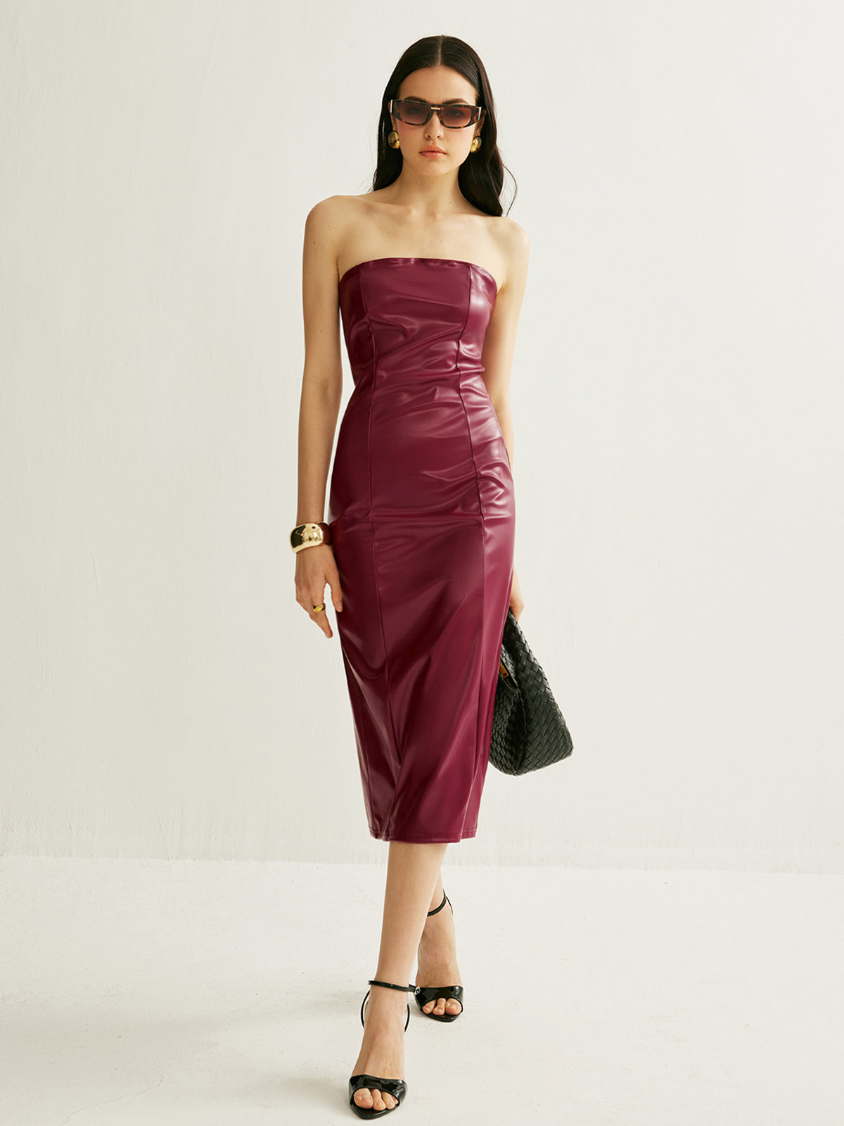Sleek Off Shoulder PU Mini Dress