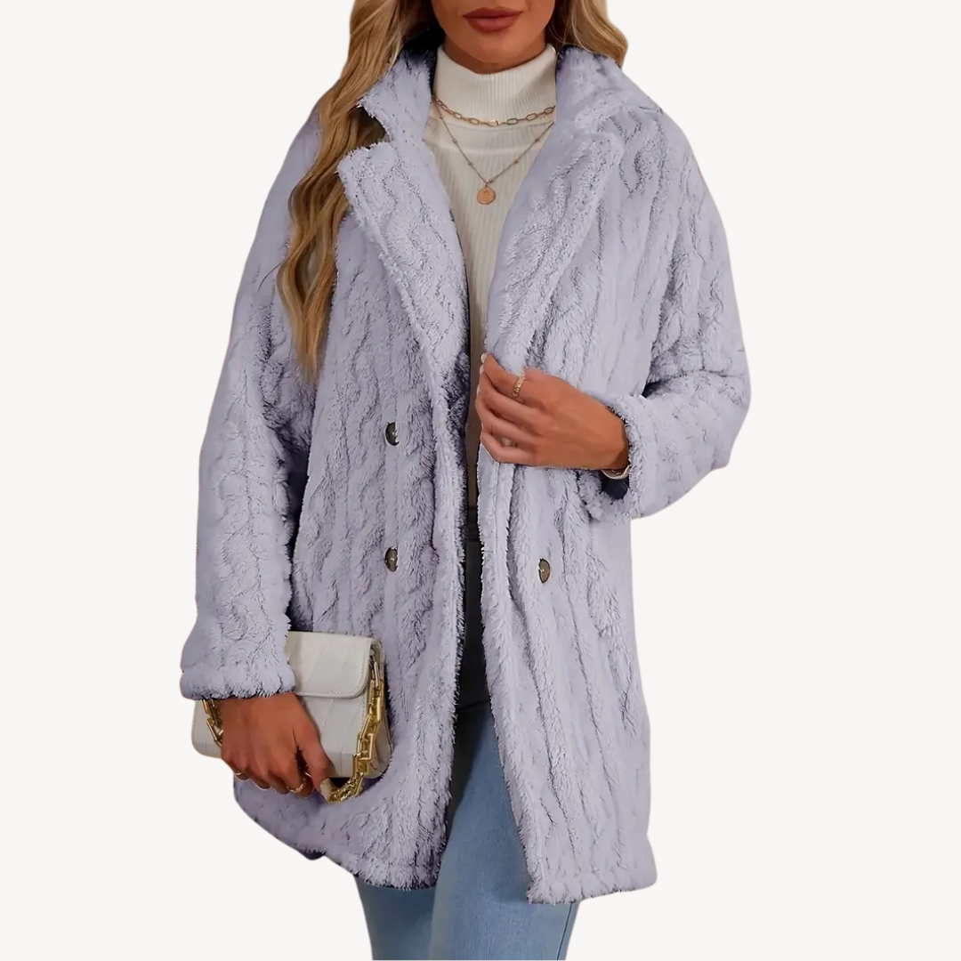 Ladies Luxury Faux Fur Trench Coat