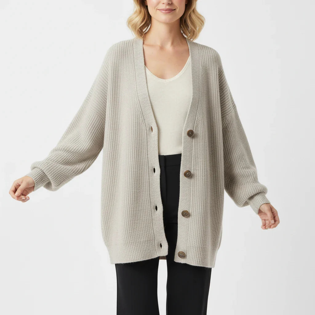 Cozy Large Knitted Women's Cardigan Sweater - Olytrend