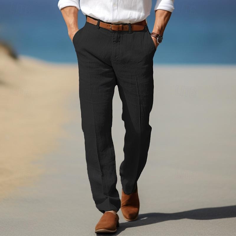 Classic Fit Men's Pants with Side Pockets