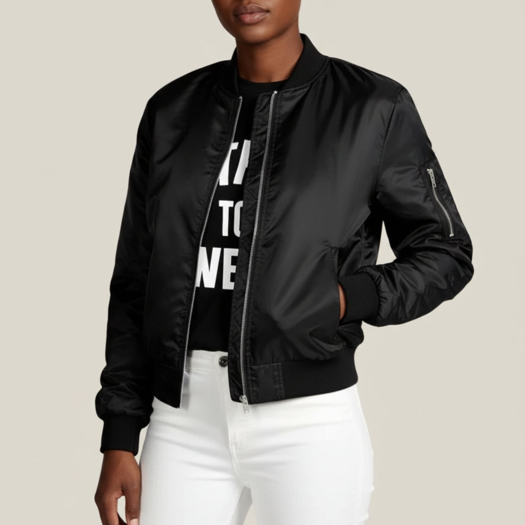 Ladies' Fleece Zipper Bomber Jacket - Olytrend