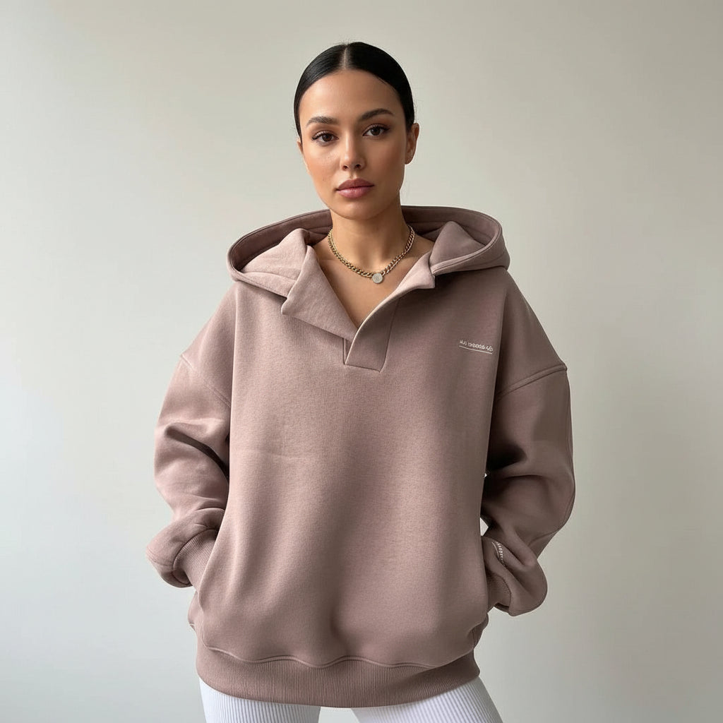 Loose Fit Women's Hooded Sweatshirt - Olytrend
