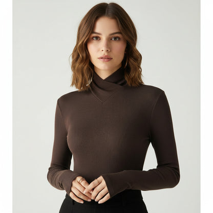 Slim Fit Crew Neck Wool Sweater for Ladies - Olytrend