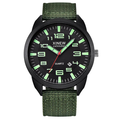 Quartz Clock with Illuminated Dial & Calendar – Lumo-Olive green - Light green-The Livary