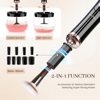 Quick Drying Electric Makeup Brush Cleaner – Clean & Ready to Use Immediately!-Black-Nora Luxe