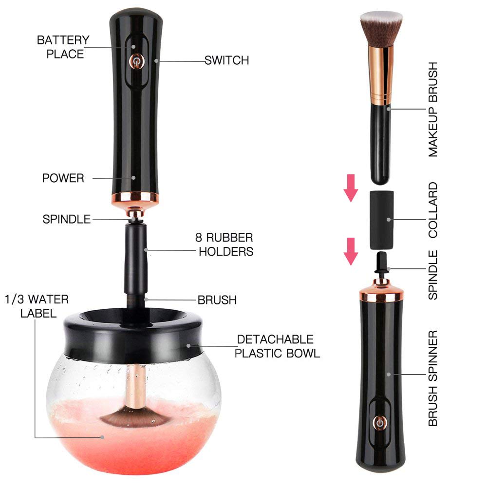 Quick Drying Electric Makeup Brush Cleaner – Clean & Ready to Use Immediately!-Black-Nora Luxe