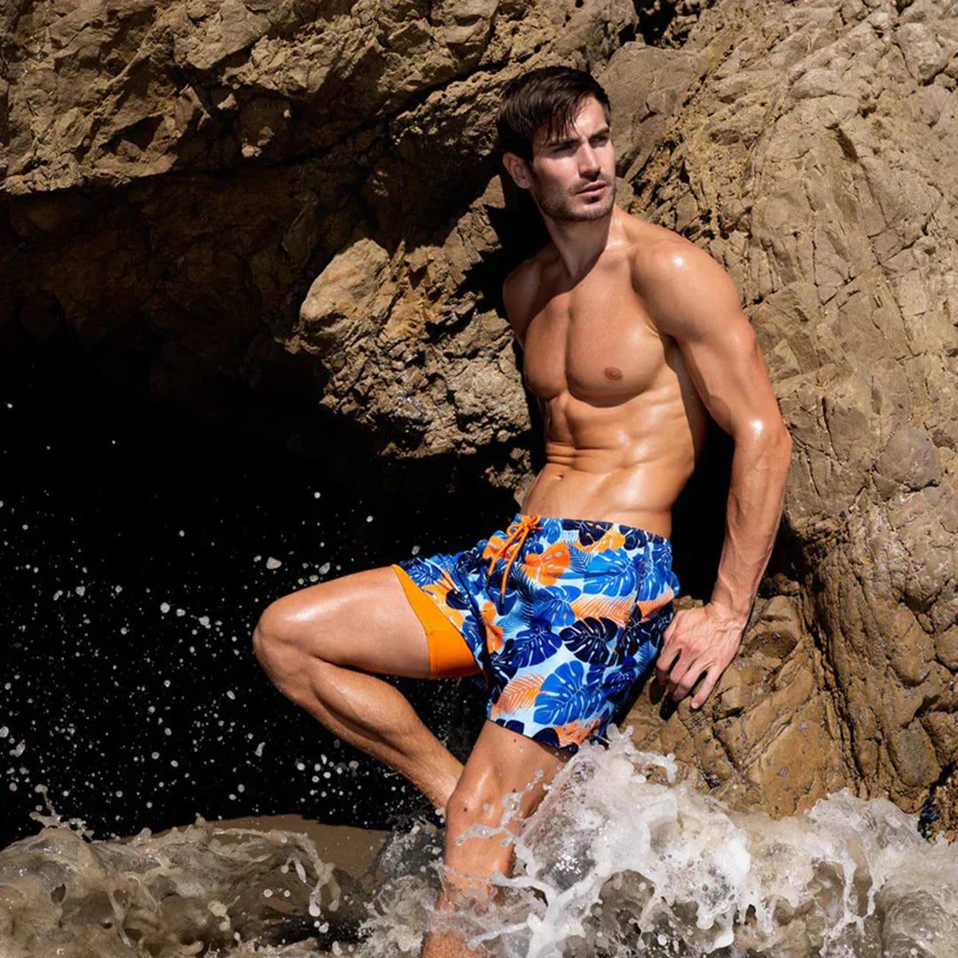 Fast Dry Mens Swim Trunks Slim Fit - Pexav