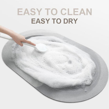 Quick-drying, Super Absorbent Bath Mat - AquaComfort-Blue-Oval-15.75*31.49 inches-Nora Luxe