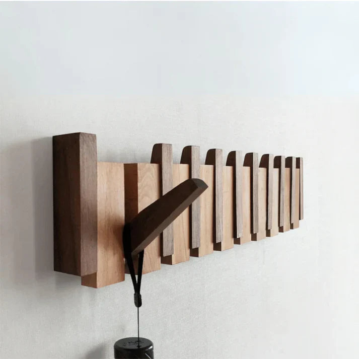 Sturdy Wood Wall Hook Rack with Music Theme