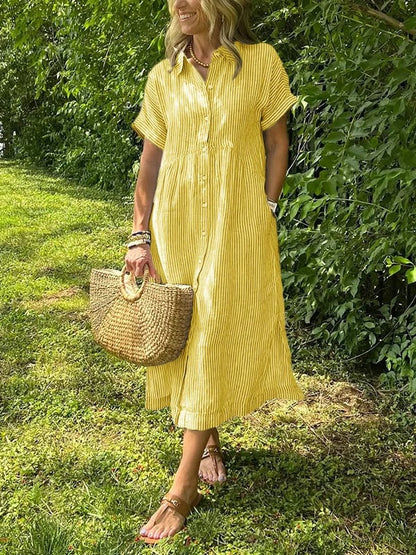 Image of Raegan | Women's Button-Down Striped Midi Dress
