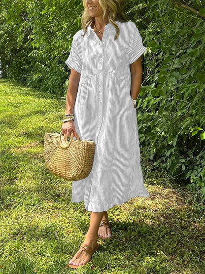 Image of Raegan | Women's Button-Down Striped Midi Dress