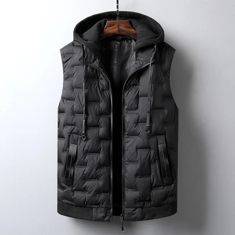 Warm Men's Puffer Hooded Vest - Olytrend