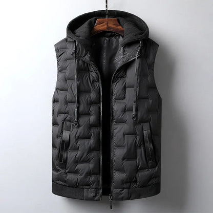 Warm Men's Puffer Hooded Vest - Olytrend
