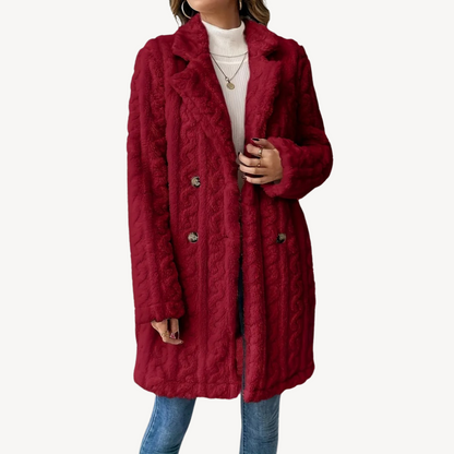 Ladies Luxury Faux Fur Trench Coat