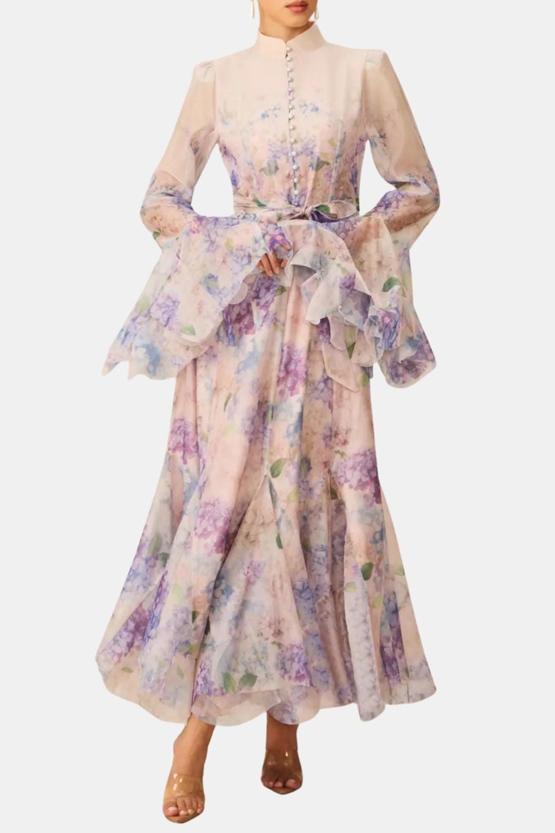 Image of Reba | Women's Ruffle Sleeve Maxi Dress