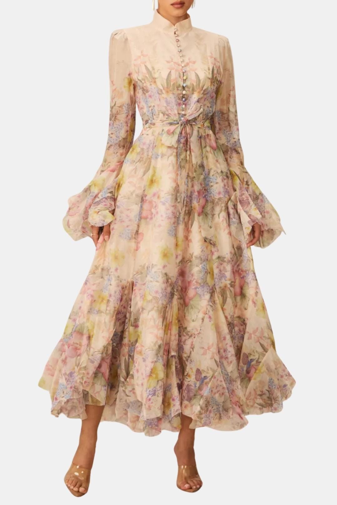 Floral Women's Ruffled Long Maxi Dress - Olytrend
