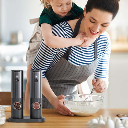 Rechargeable Electric Salt and Pepper Mill Set-Black-Nora Luxe