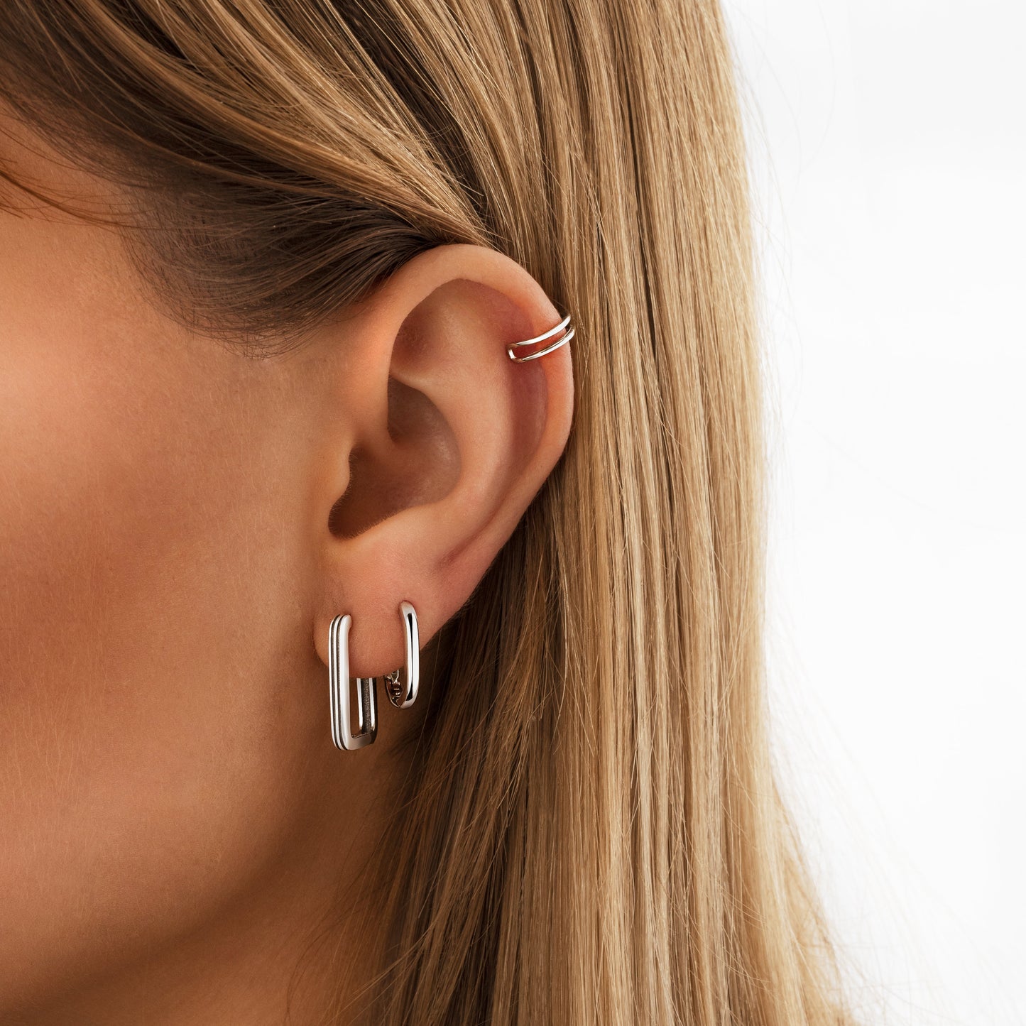 Rectangular Clip-On Earrings - Isabelle-Silver-Nora Luxe