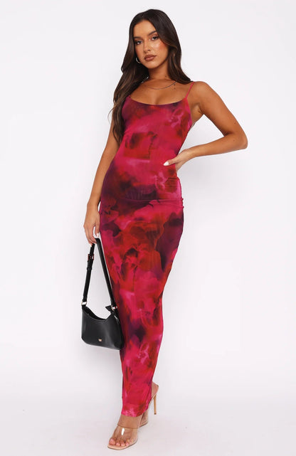 Women's Long Summer Dress Slim Fit Floral Strapless