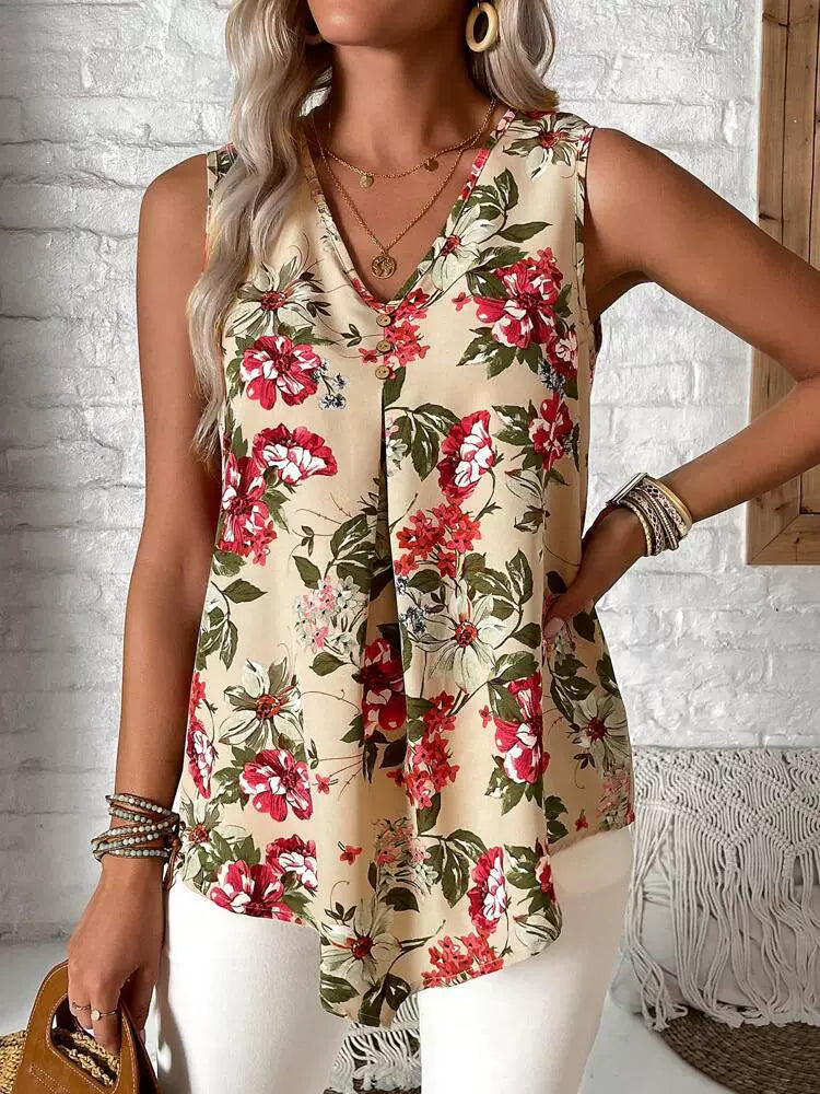 Summer V-Neck Sleeveless Women's Blouse