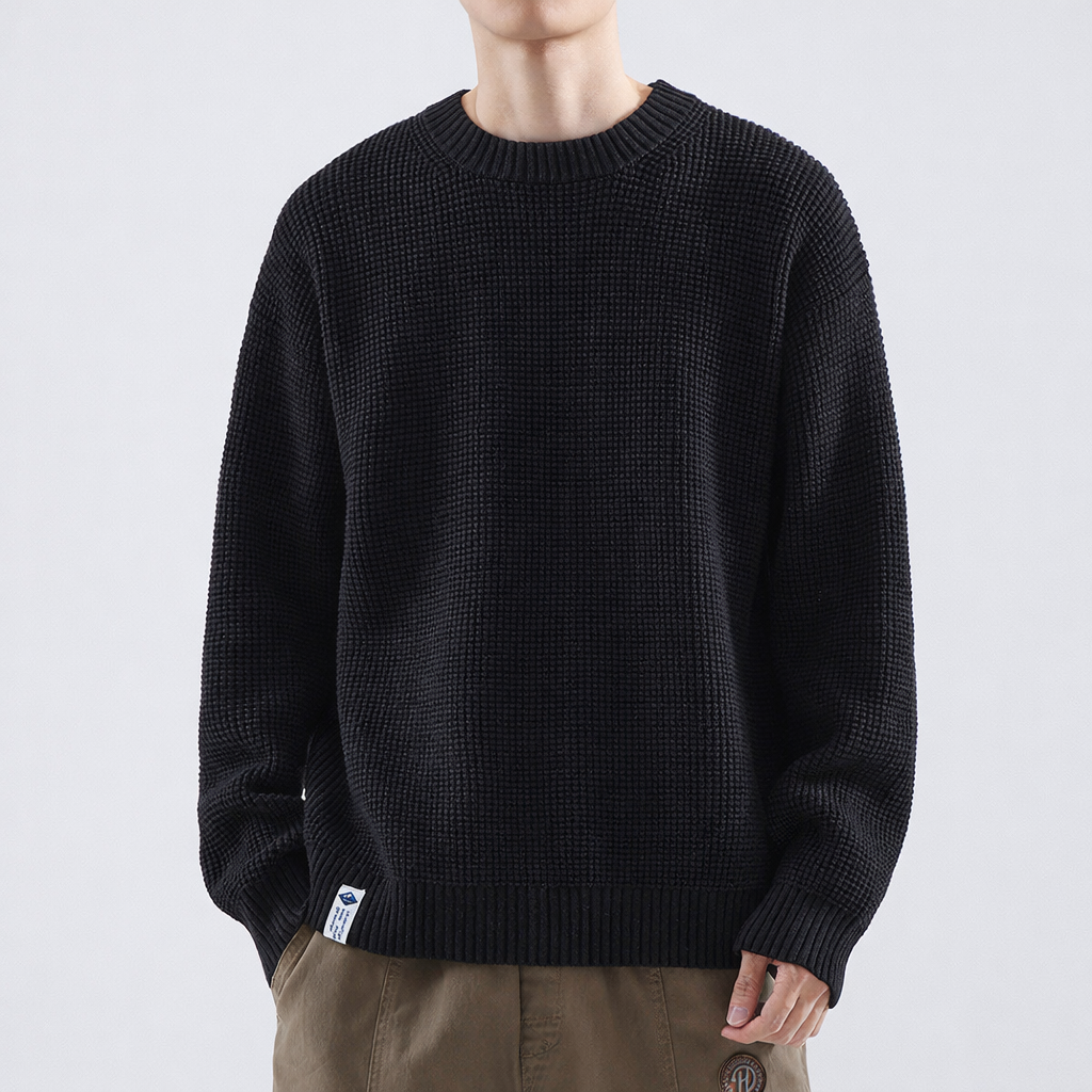 Men's Thick Cable Knit Crew Sweater - Olytrend