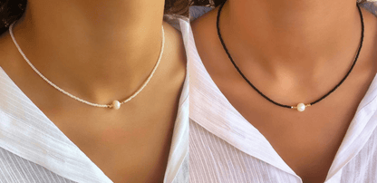 Refined Pearl Necklace (Buy 1 Get 1 Free) - Luxury Pearl-Black + white (1+1 free)-Nora Luxe