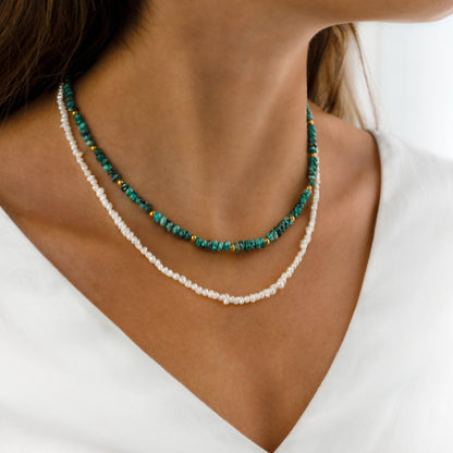 Green Stone Maya Pendant Necklace - Pexav