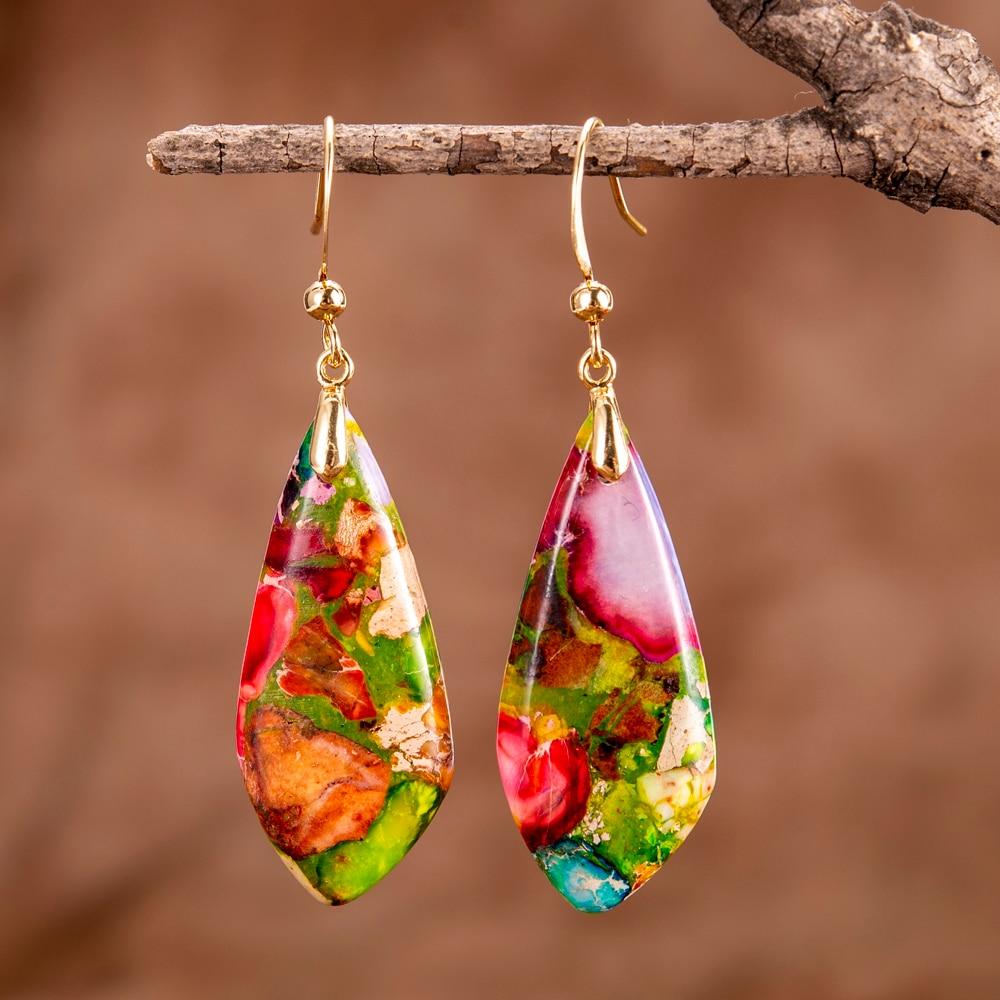 Elegant Jasper Drop Earrings - Pexav