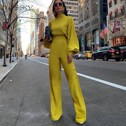 Flattering Women's Jumpsuit with Long Sleeves and Wide Leg - Nocini