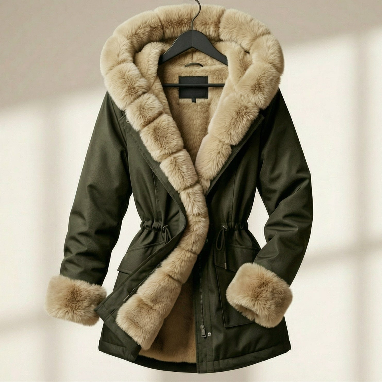 Luxurious Fur Hooded Parka Coat for Women - Olytrend