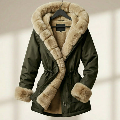 Luxurious Fur Hooded Parka Coat for Women - Olytrend