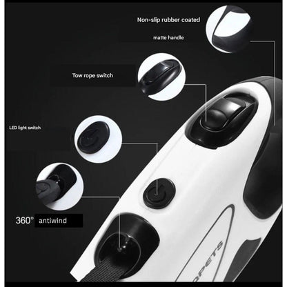 Retractable Dog Leash with LED Lighting - SafePaw-White-196.85 inches-Nora Luxe