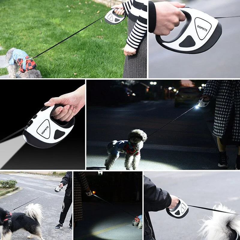 Retractable Dog Leash with LED Lighting - SafePaw-White-196.85 inches-Nora Luxe