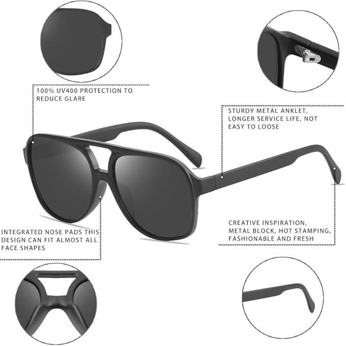 Retro Aviator Sunglasses - Indy-Black Yellow-Nora Luxe