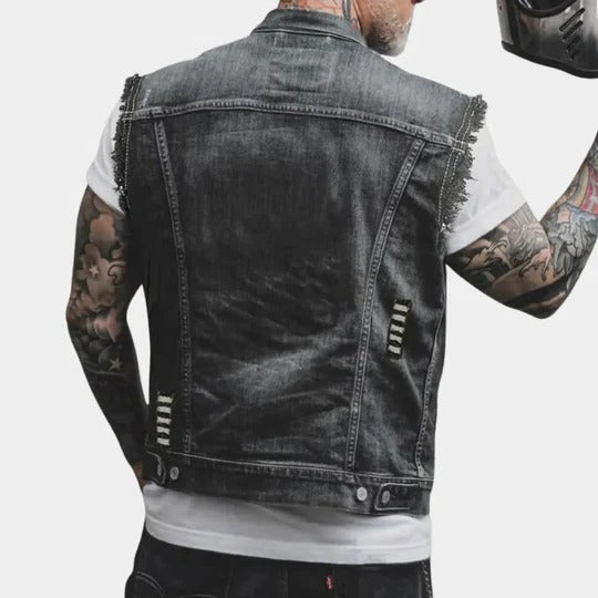 Classic Blue Jeans Vest For Guys