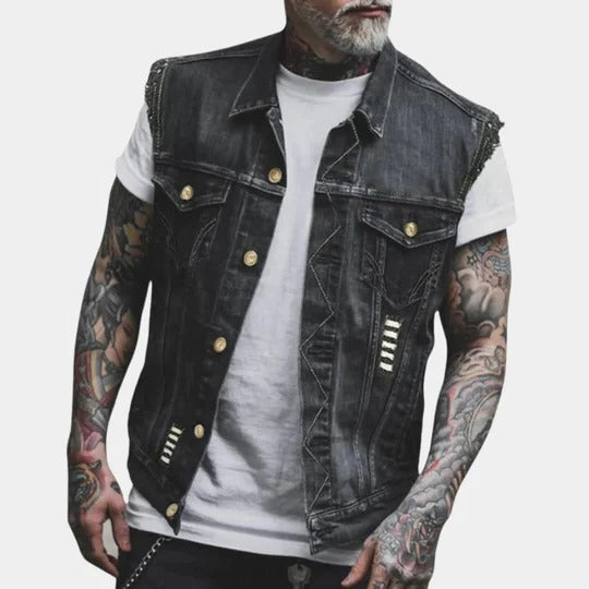 Classic Blue Jeans Vest For Guys - Pexav