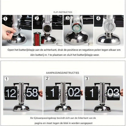 Retro Flip Clock with Steel Accent - TempoFlip-White-The Livary