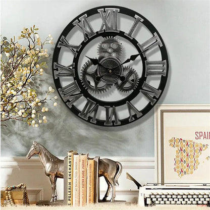 Vintage Rustic Wood Wall Clock - Pexav