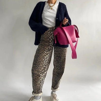 Retro jeans with leopard print - Clara-Leopard-XS-Nora Luxe